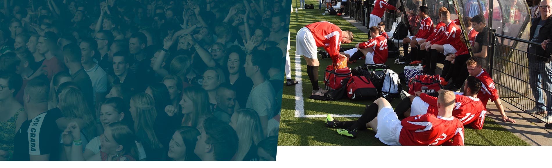 feest en toeschouwers bedrijvenvoetbal
